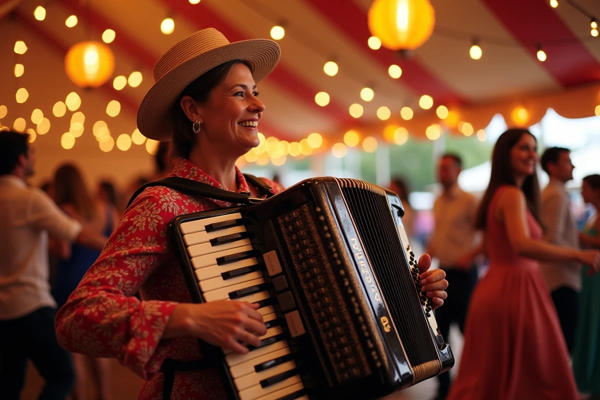 Femme accordéoniste jouant lors d