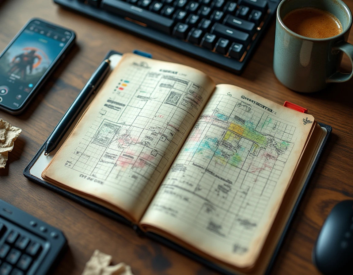 Carnet de notes avec coordonnées et cartes dessinées à la main pour repérer les positions de portails dans Dofus