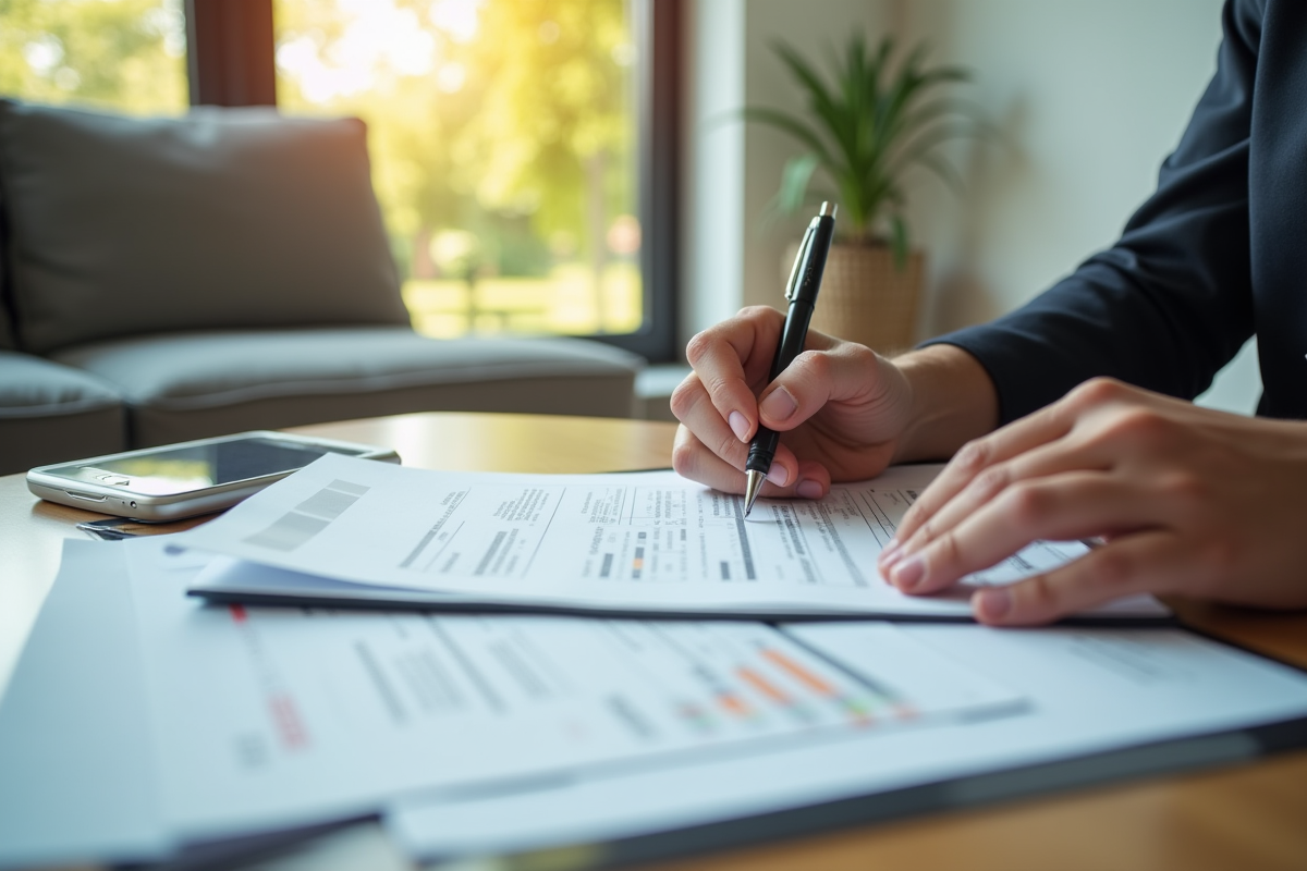 Main remplissant des papiers de location et formulaires fiscaux