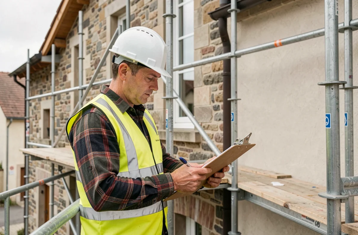 Chef de chantier de l'Entreprise Corneaux supervisant des travaux de toiture en Haute-Saône