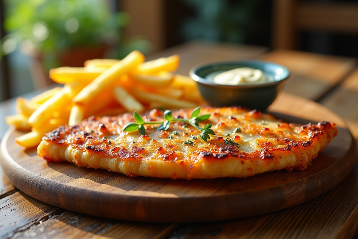 Escalope milanaise avec frites et mayonnaise