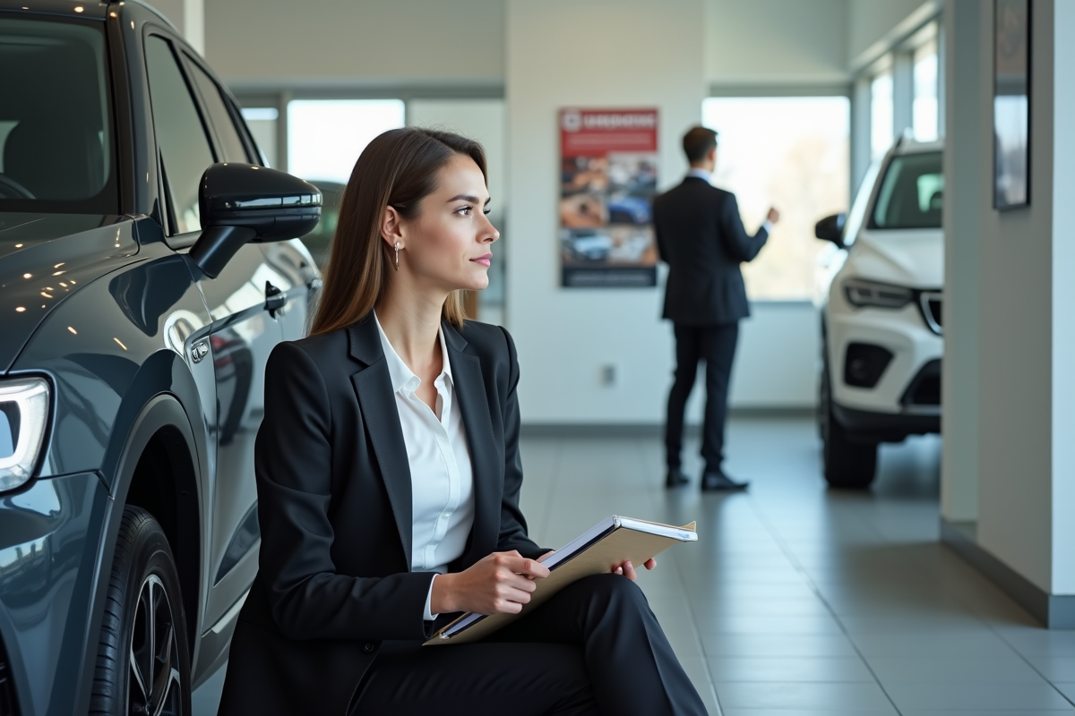 Femme en costume discutant à côté d
