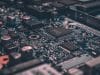 macro photography of black circuit board