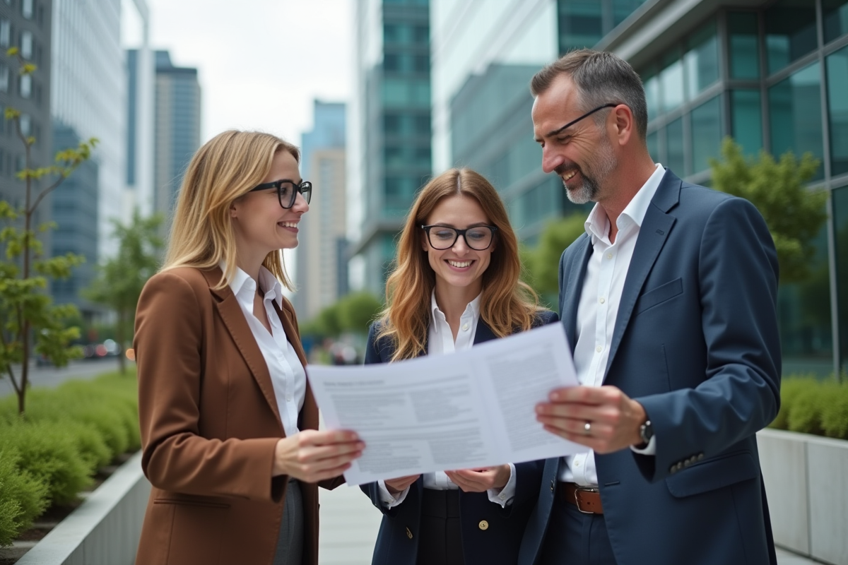 Groupe de professionnels discutant d