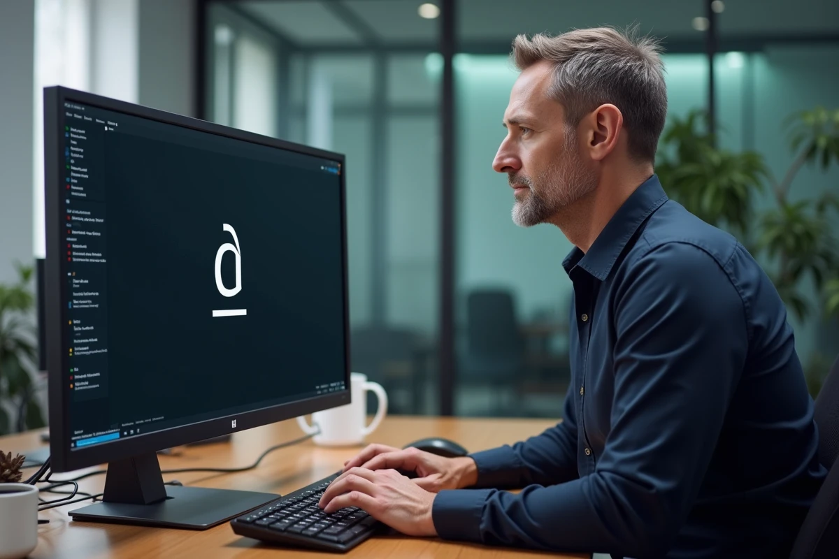 Homme utilisant la table des caractères Windows pour insérer le caractère È majuscule accent grave sur PC