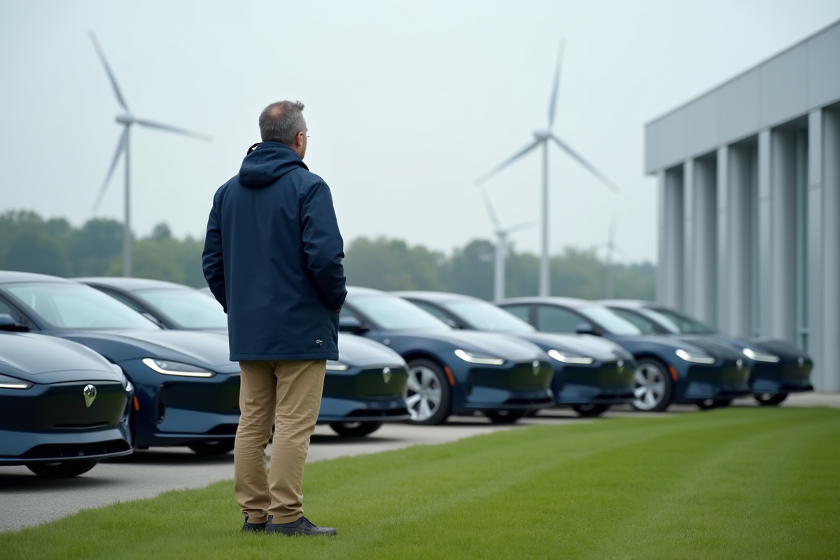 Ingénieur inspectant véhicules à hydrogene en extérieur