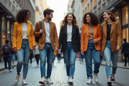 Groupe de jeunes adultes en street style dynamique