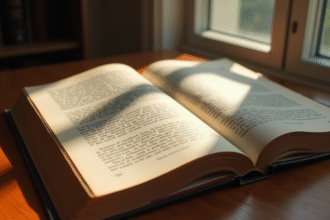Livre de droit ancien ouvert sur un bureau en bois