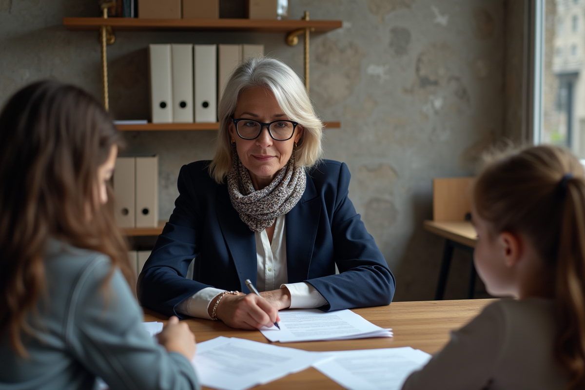 Travailleur social avec famille pour aide au logement